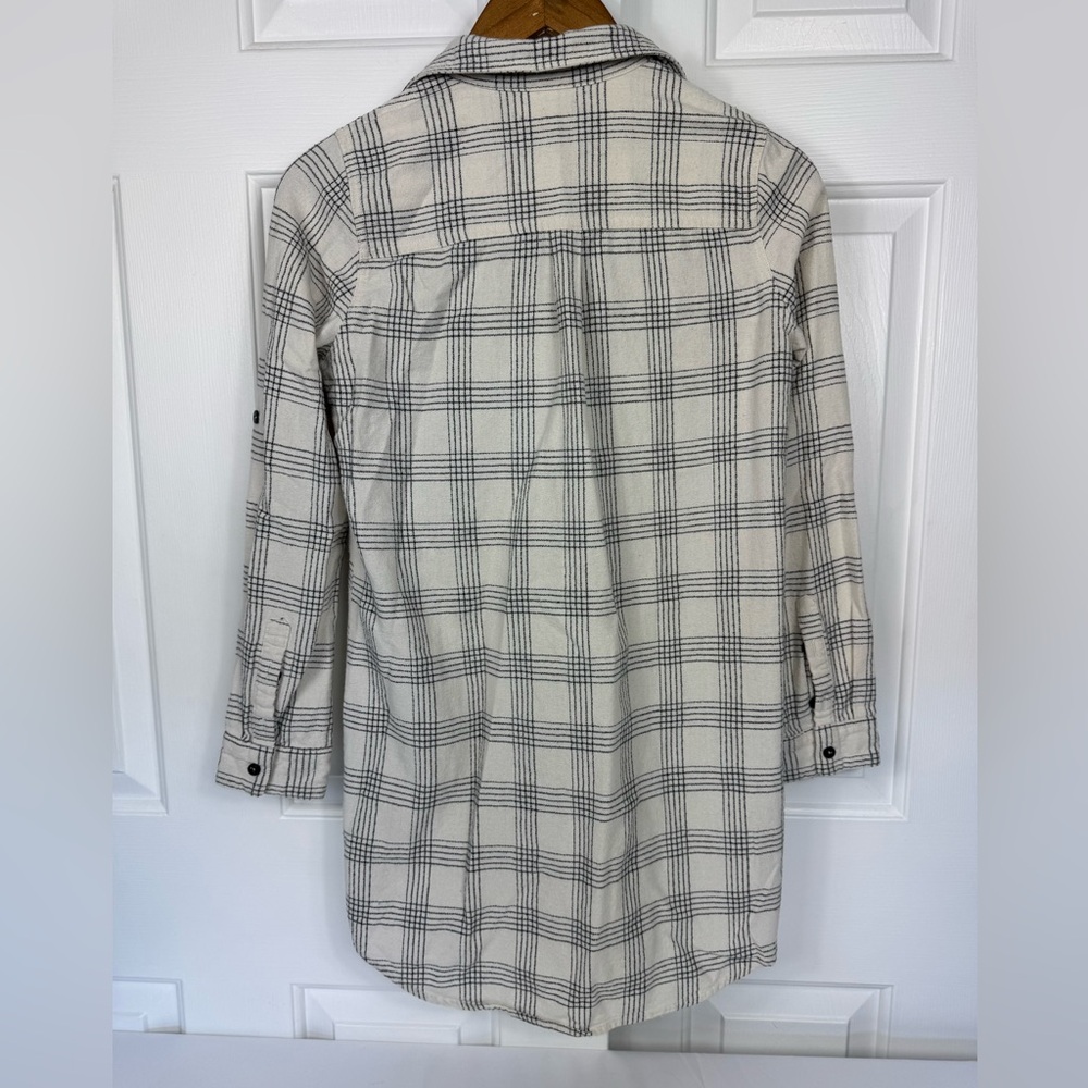 Freeway Women’s White And Black Plaid‎ Tunic Shirt 100% Cotton Size Medium - Picture 3 of 8